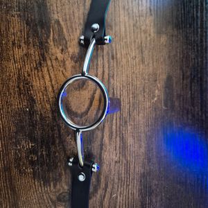 Metal ORing Gag with Black Leather Straps