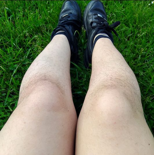 Natural Hairy Legs In The Grass