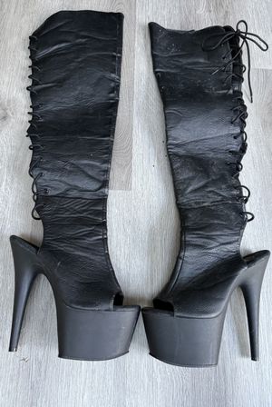 Pleaser Thigh High Leather Boots Size UK 7