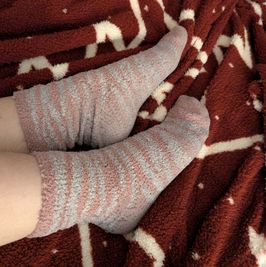 Fluffy Striped Pink Socks