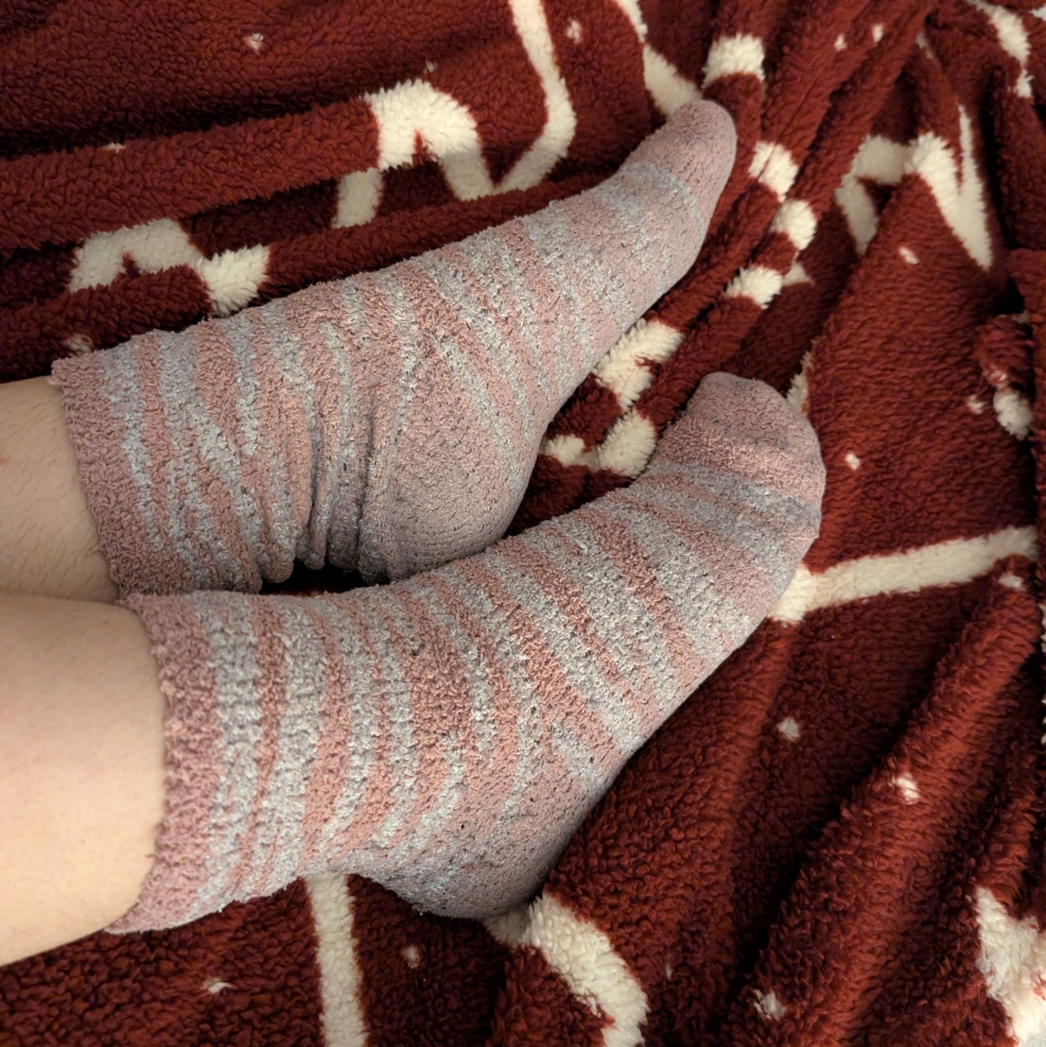 Fluffy Striped Pink Socks