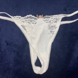 White thong with pink rose