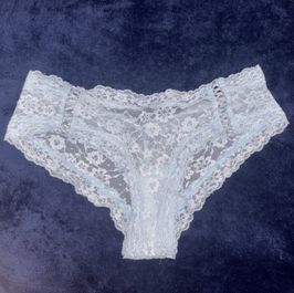 Blue sparkly lace thong