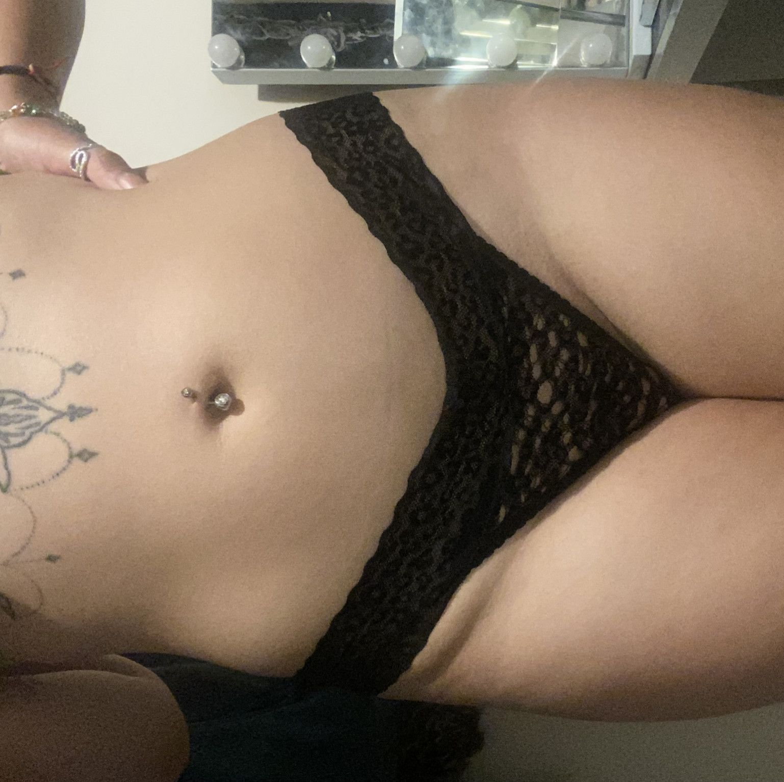 WORN black lace thong