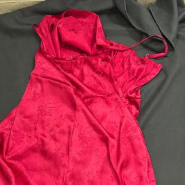 Red Satin Japanese Style Mini Dress