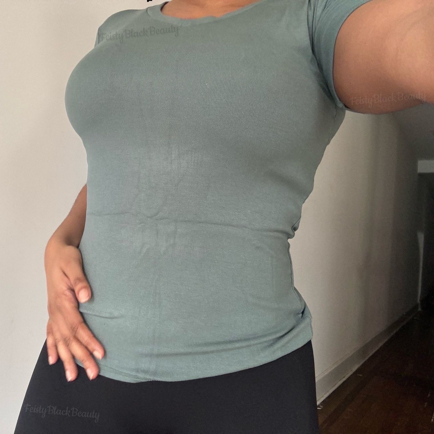CUSTOM WEAR Teal Cotton T Shirt Hairy Ebony Armpits