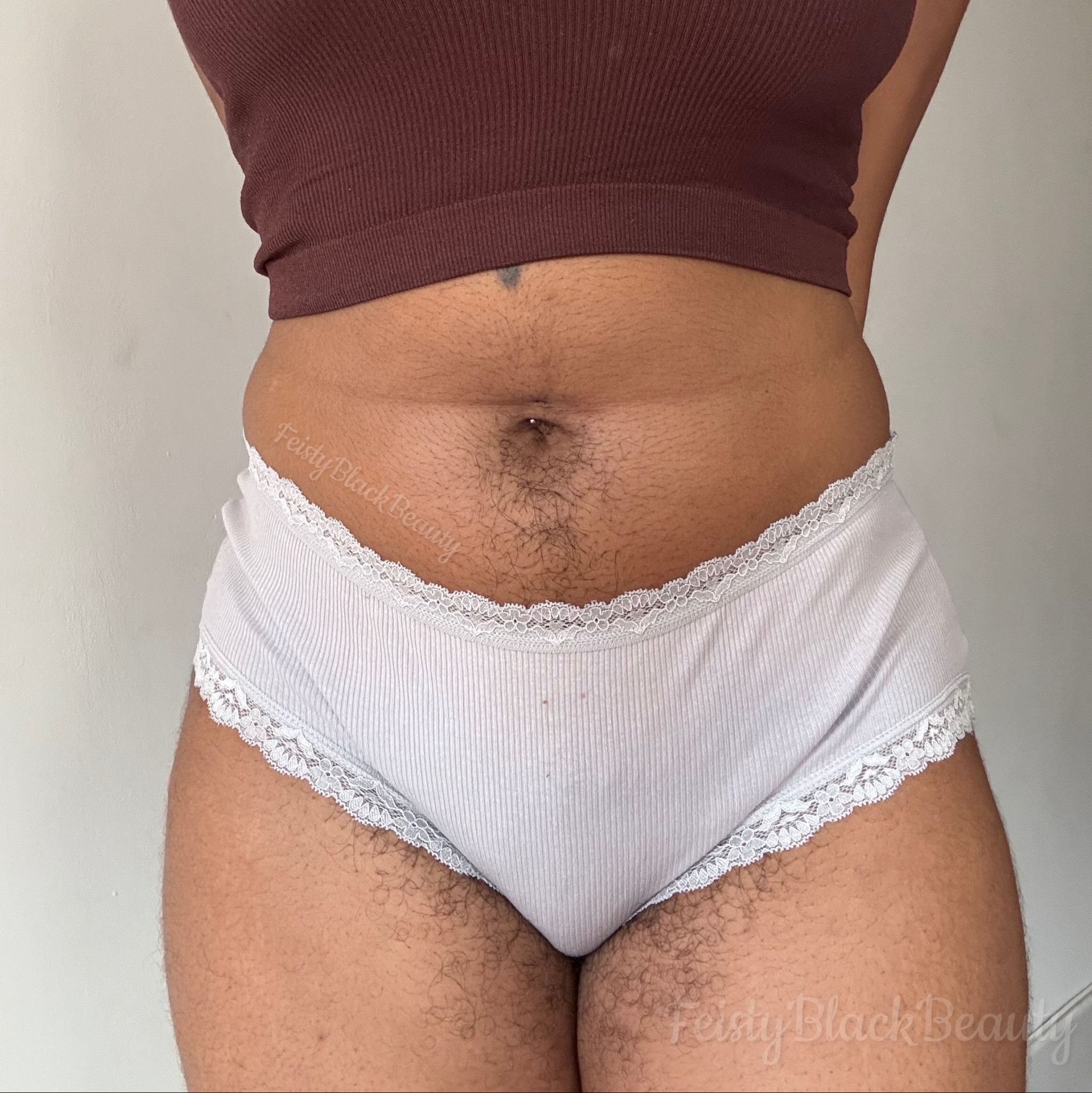 CUSTOM WEAR Off White Cotton Lace Briefs