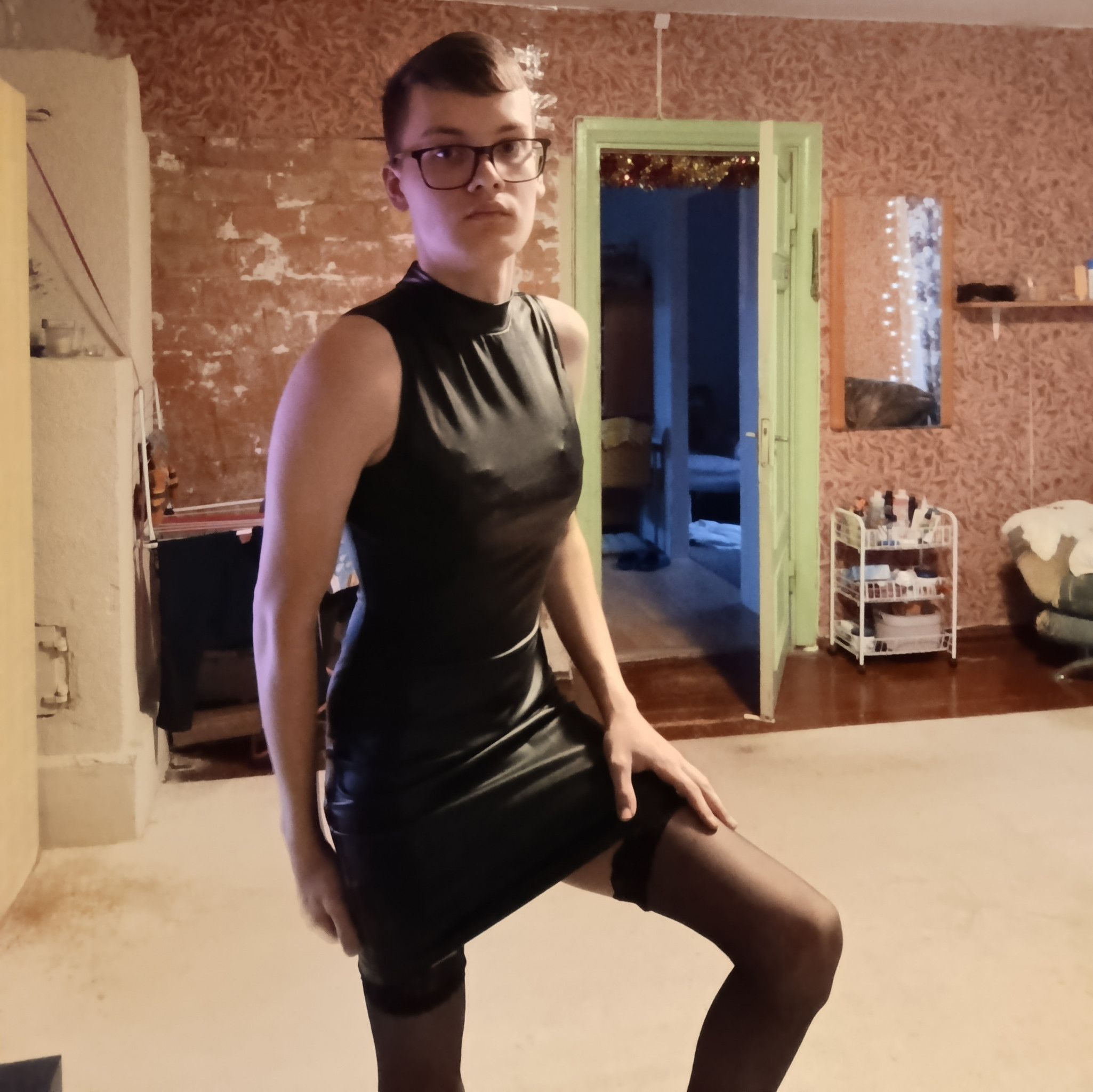 Leather Mini Dress Set