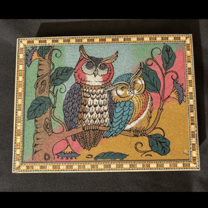 Pine jewellery box with Owl decorative top