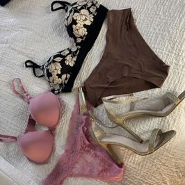 THONG BRA HEELS and LIP GLOSS PACKAGE
