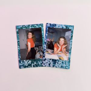 Cute Glitter Polaroid Set of 2 Portraits and Smiles