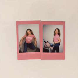 Cute Pink Polaroid Set of 2 Portraits and Smiles
