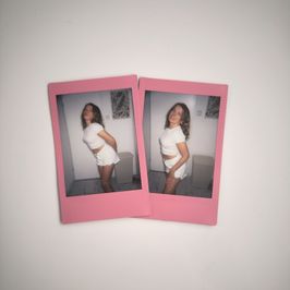 Cute Pink Polaroid Set of 2 Portraits and Smiles