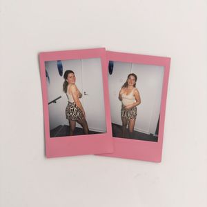 Cute Pink Polaroid Set of 2 Portraits and Smiles