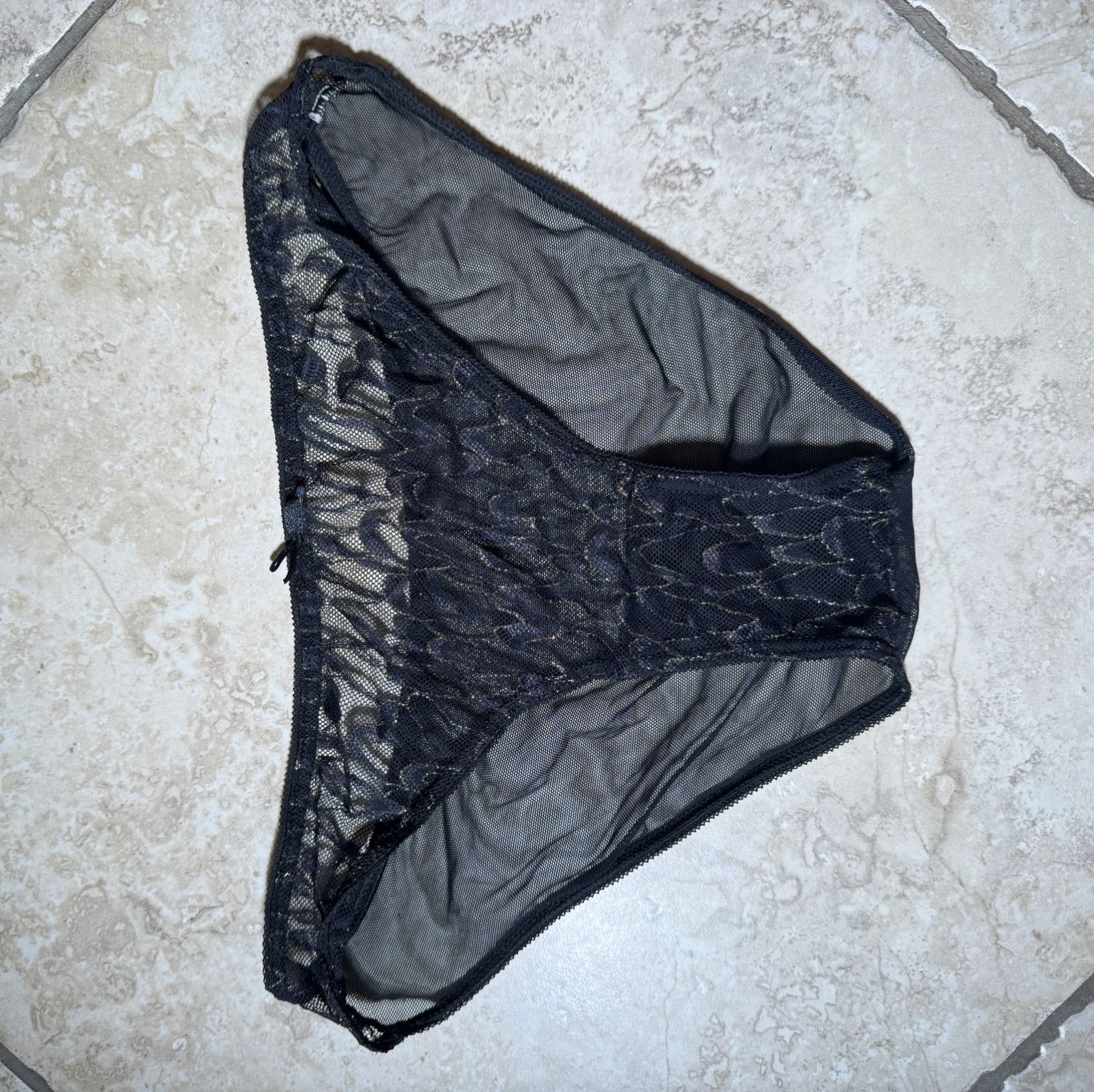 Black transparent hipster panties