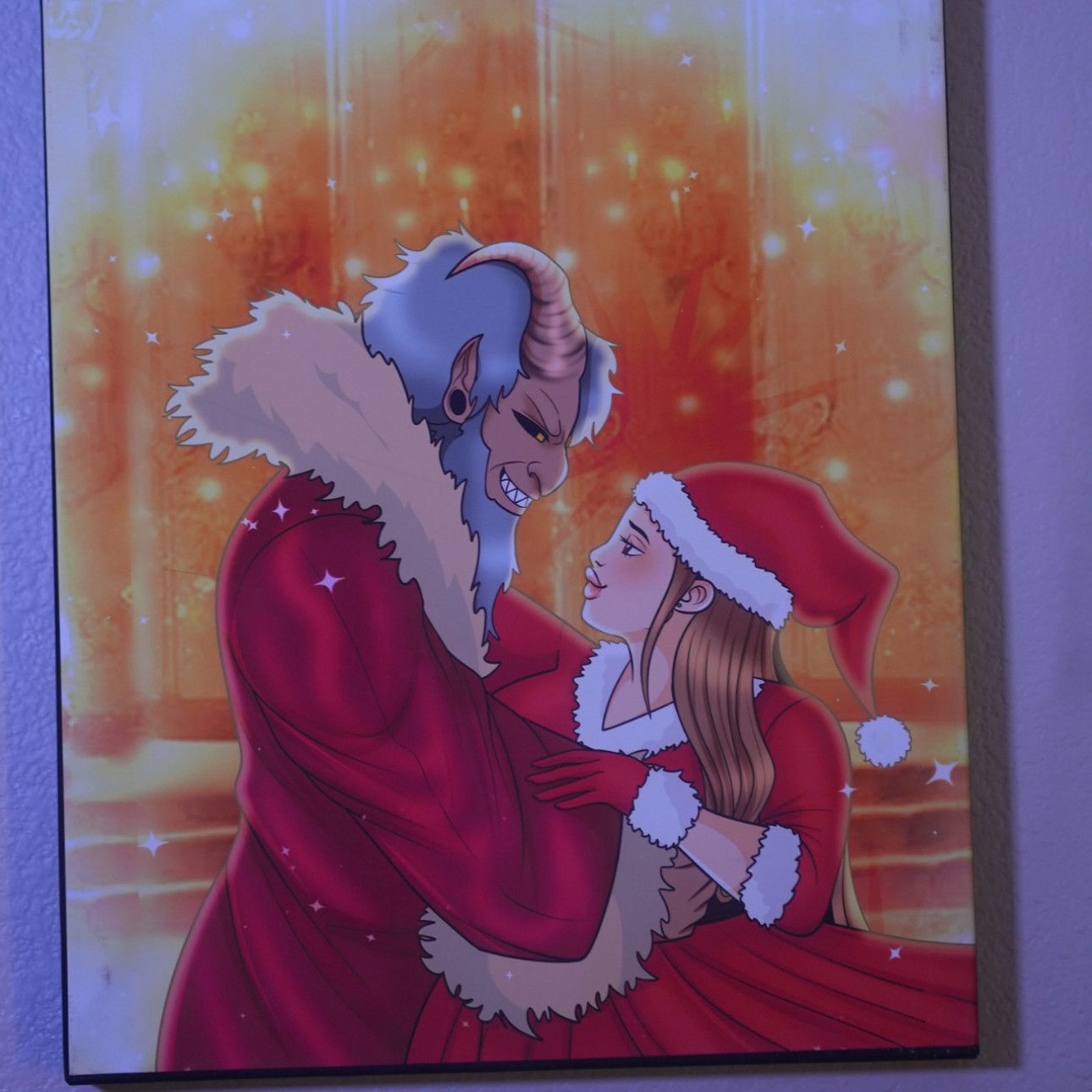 Canvas Artwork For Krampus Christmas Scene With Mia Dior