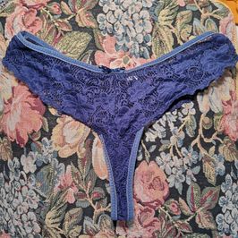 Dark Blue Lace Thong
