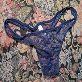 Blue Flower Lace Thong