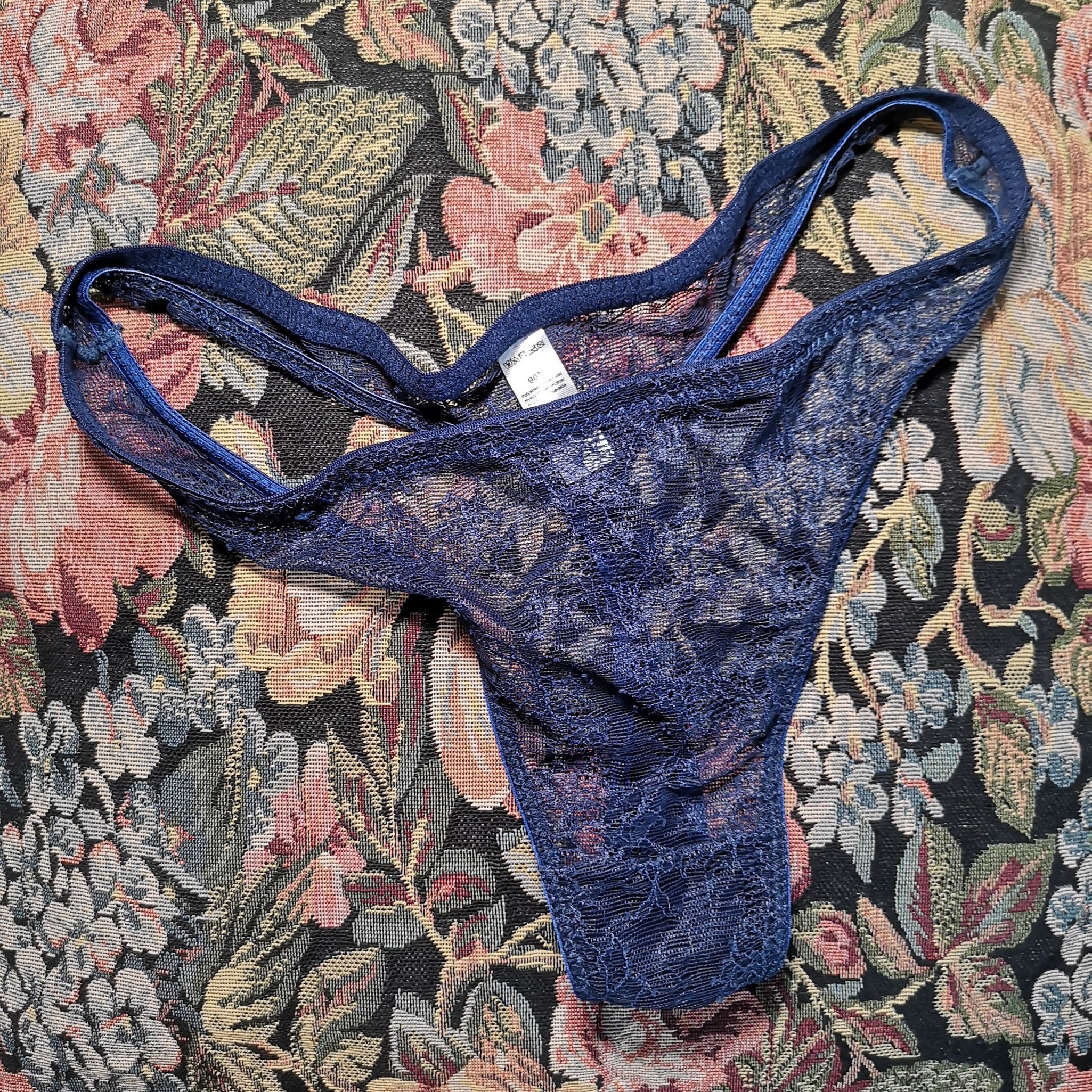 Blue Flower Lace Thong
