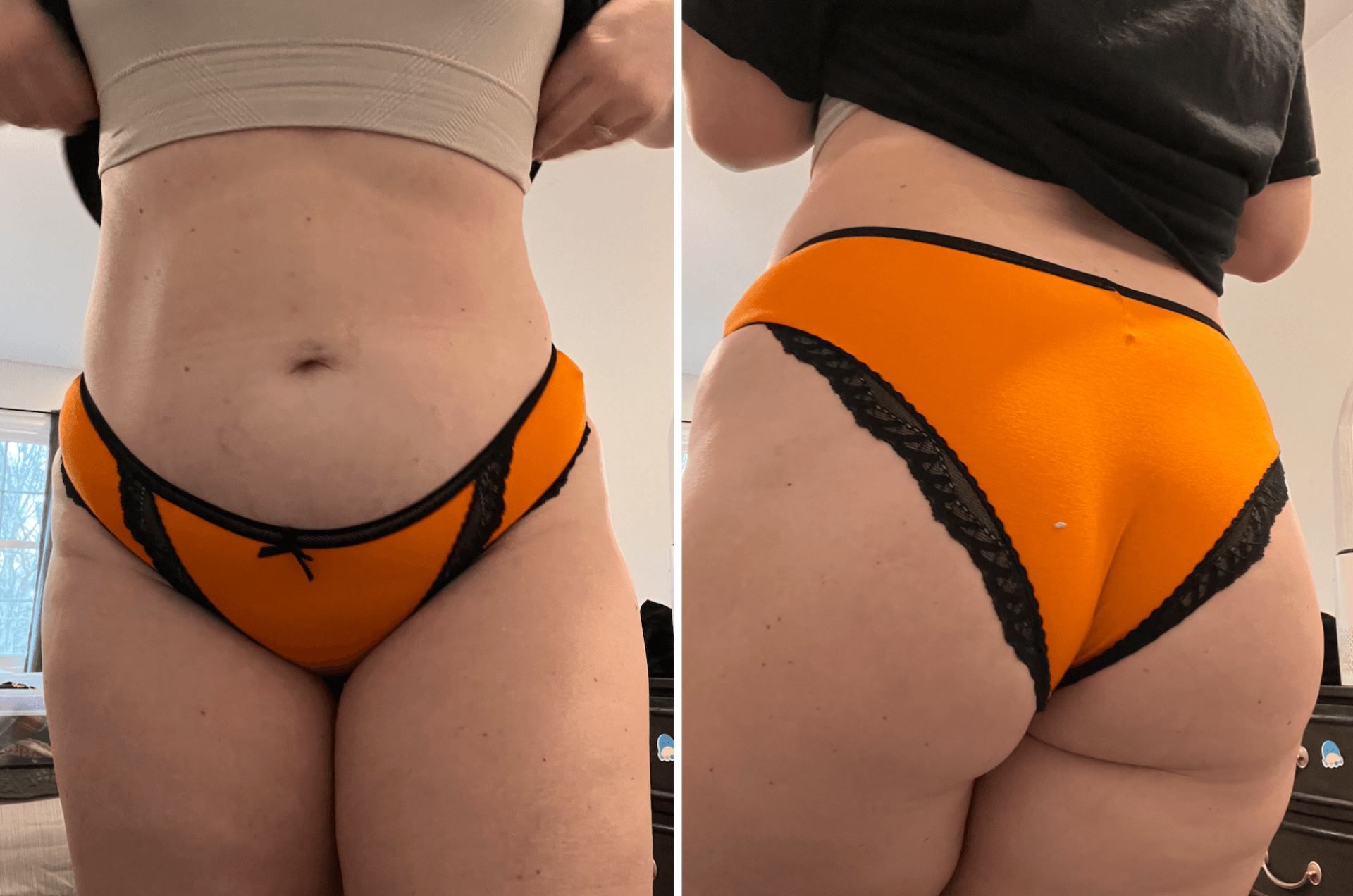 Orange and black lace panty