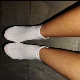 White ankle socks worn by Gigi during walks and workouts!