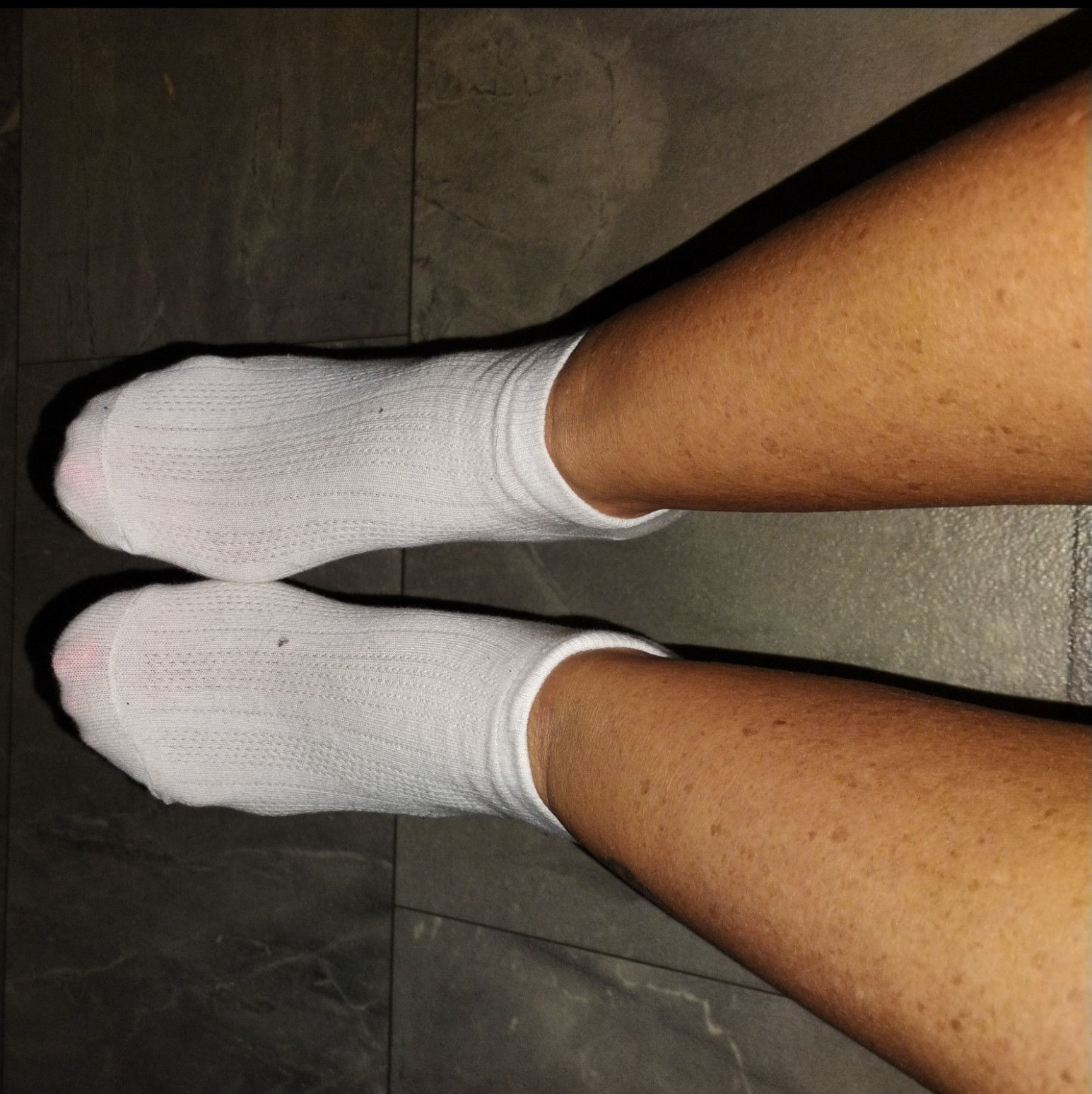 White ankle socks worn by Gigi during walks and workouts!