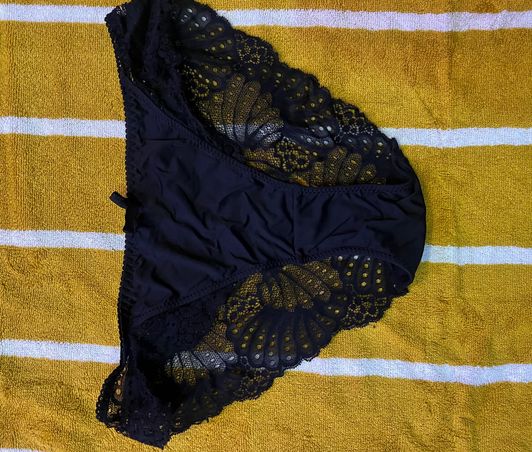 Black lace back bikini panties