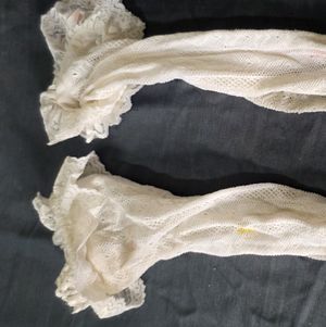Worn Lacey Nylon Retro Socks