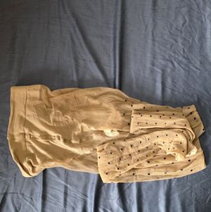 Worn Tan With Black Polka Dots Pantyhose