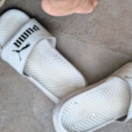 White puma sliders taken on so many adventures!