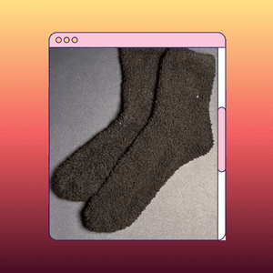 Fuzzy Black Mid Calf Socks!