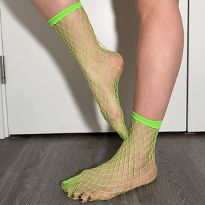 Green fishnet socks