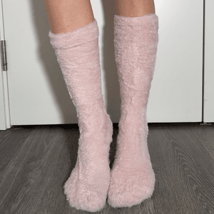 Fluffy and warm pink socks