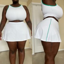 Worn 2 Piece White Tennis Skirt
