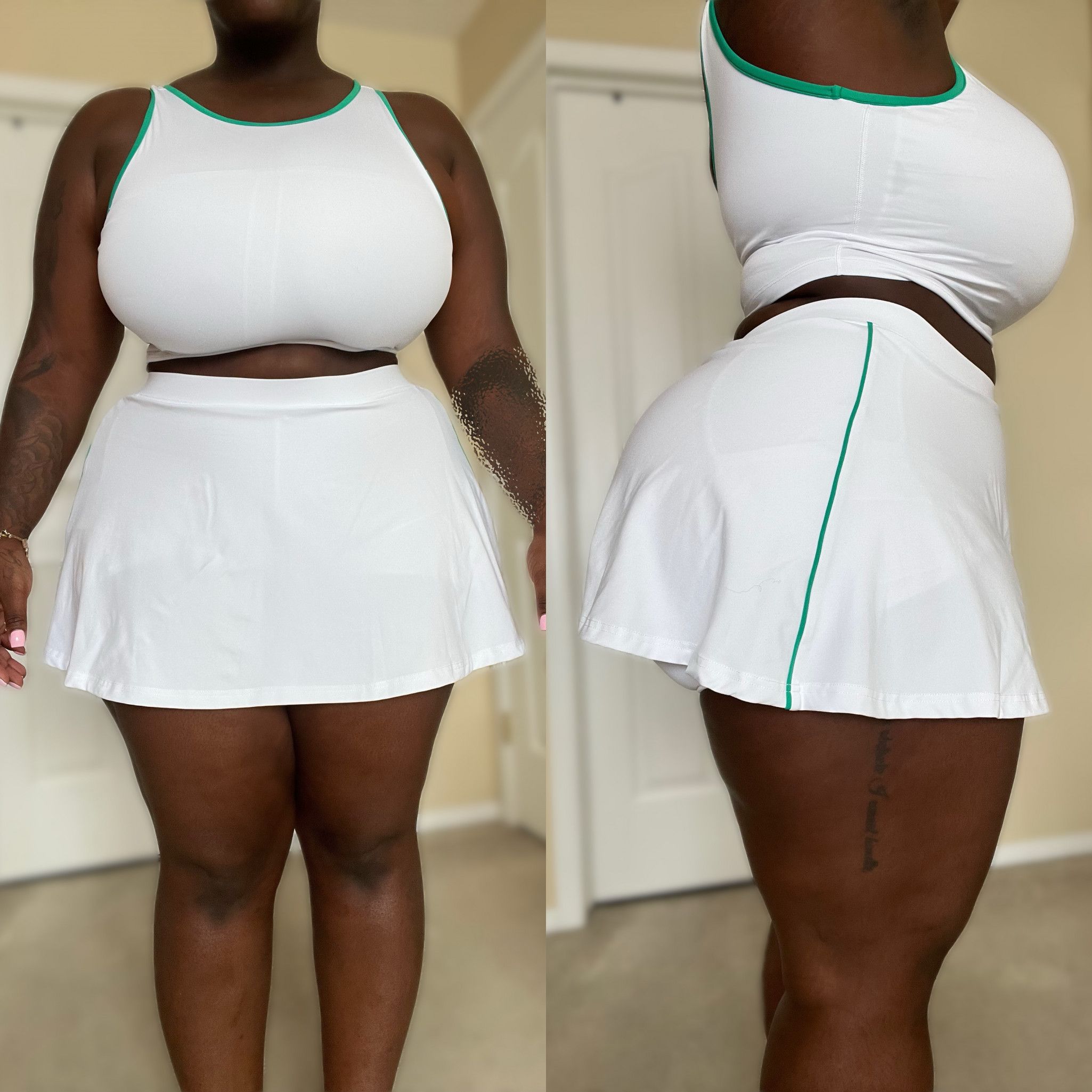 Worn 2 Piece White Tennis Skirt