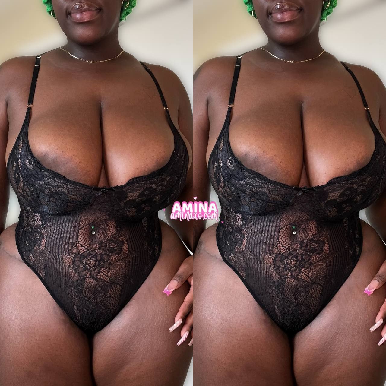 Worn Black Mesh Bodysuit