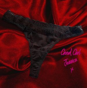 Black cotton Lace Thong