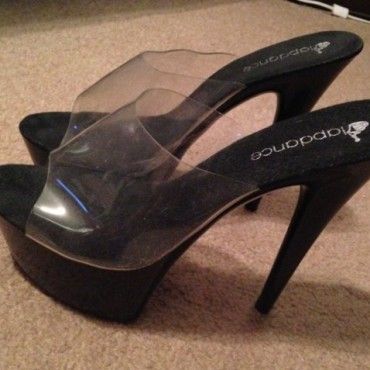 black and clear platform highheels