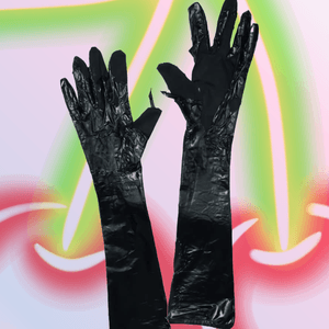 Used gloves shiny black