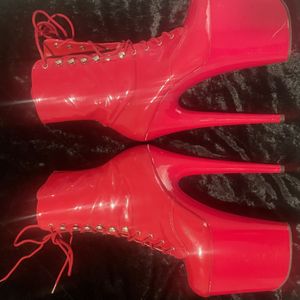Red Stripper Boots