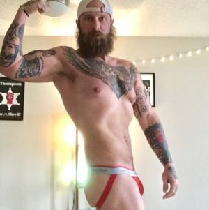 Worn Red Calvin Klein jockstrap