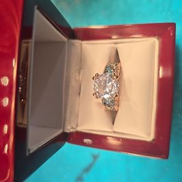 Sz8 round brilliant CZ diamond silver with rose gold layer