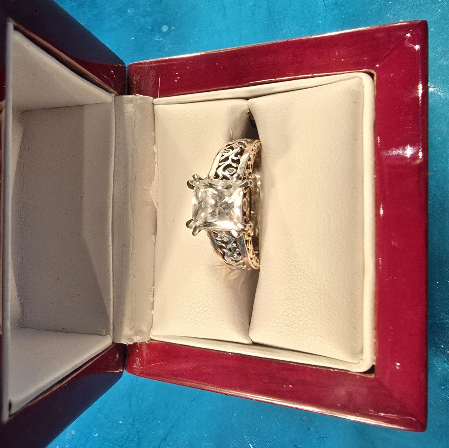 Sz7 princess moissanite diamond S925 with rose gold overlay
