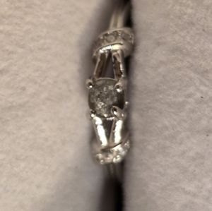 Real uncut black diamond set by hand side diamonds CZ S925
