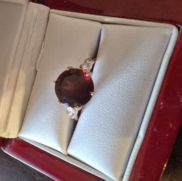 Hand set stone garnet S925 silver rose gold overlay