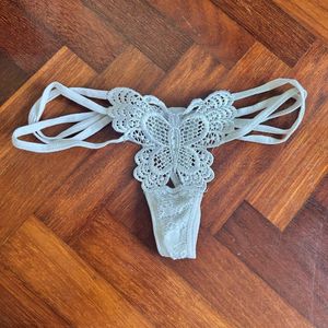 White butterfly thong