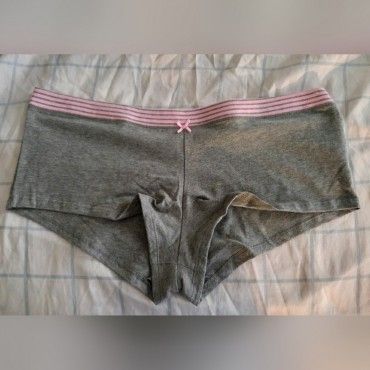Grey and Pink Cotton Boyshorts