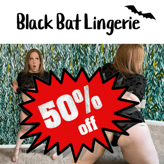50 PERCENT OFF Worn Black Bat Lingerie Set