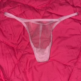 Pink mesh thong