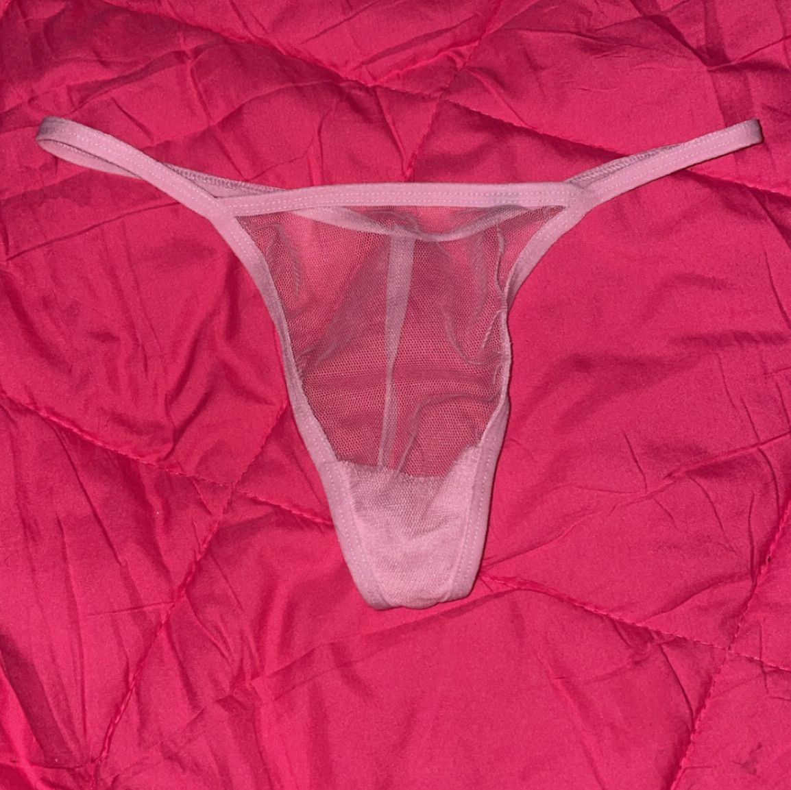 Pink mesh thong